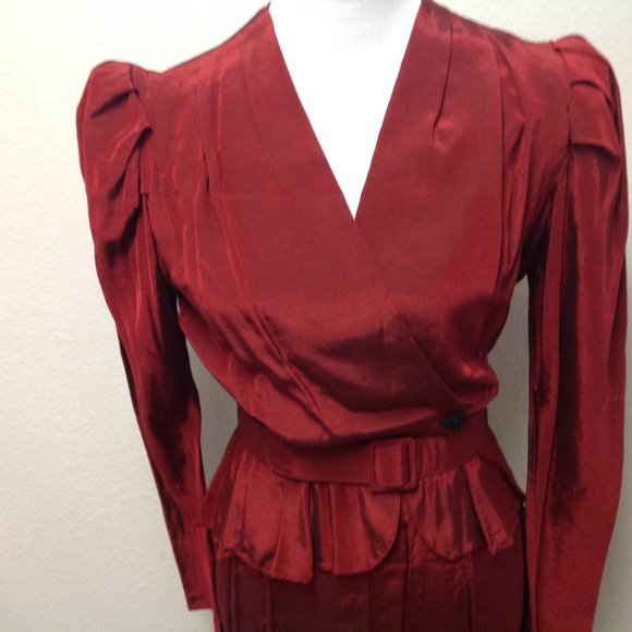 Vintage Classified 3 Piece Dynasty Style Burgundy Evening Dress Outfit  Sz 11/12 - Picture 2 of 11